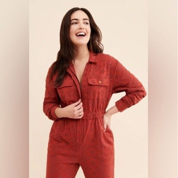 Free People Pants - Free People Rust Eyelet Utility Jumpsuit